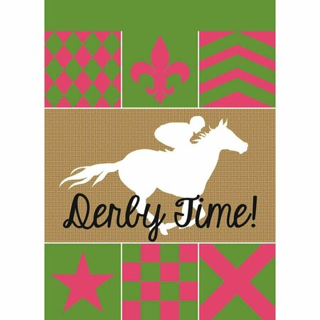 NUNC PATIO SUPPLIES 13 x 18 in. Derby Silks Derby Time Burlap Garden Flag NU3458665